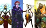 Zenyatta, Moira, Mercy, and Baptiste from Overwatch 2 (Image via Sportskeeda)